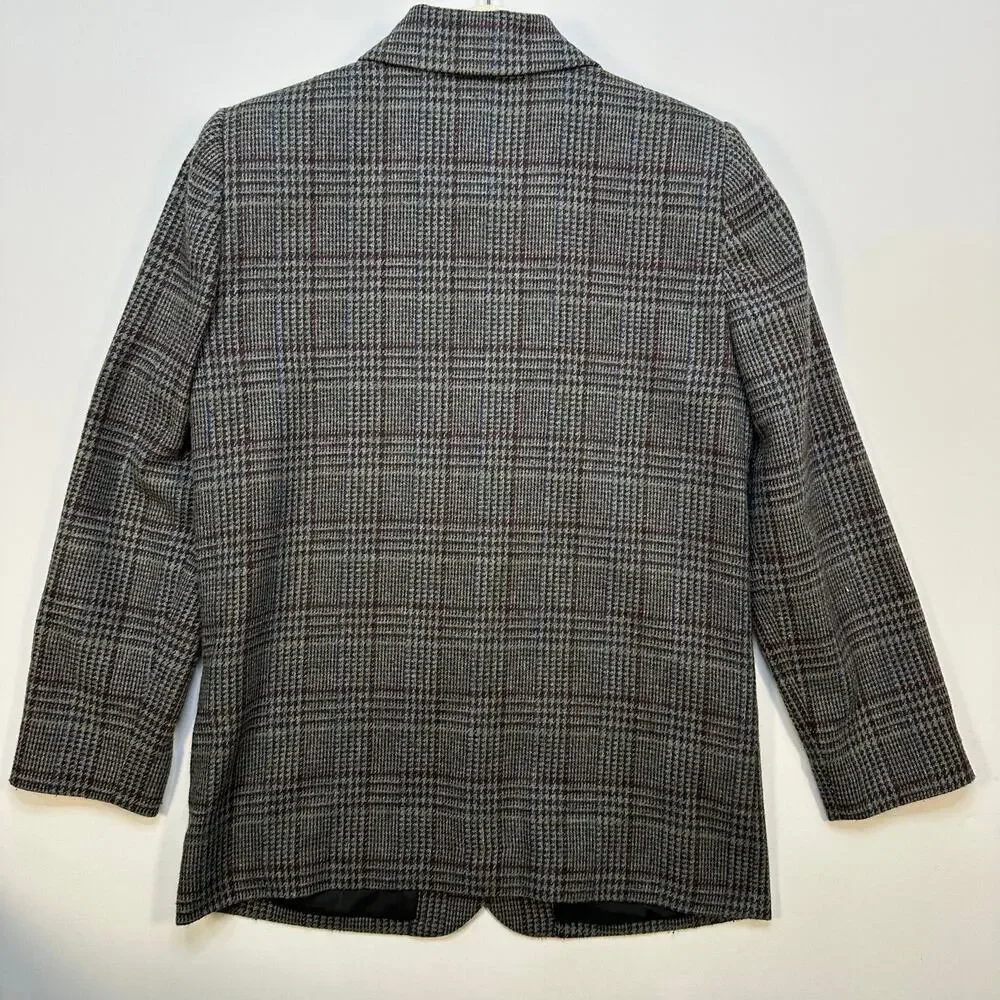 Sag Harbor Petite Houndstooth Tweed Wool Blend Blazer Jacket